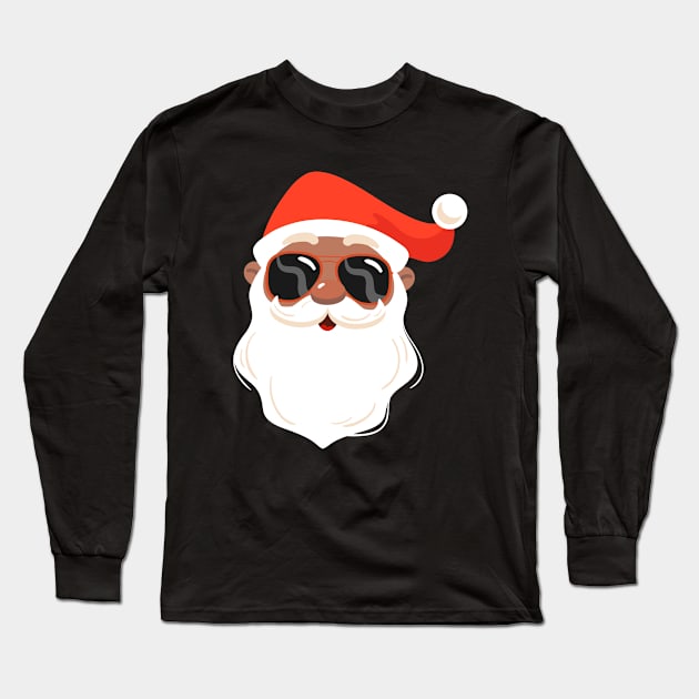 African American Santa Claus, Brown santa face pjs Long Sleeve T-Shirt by adil shop